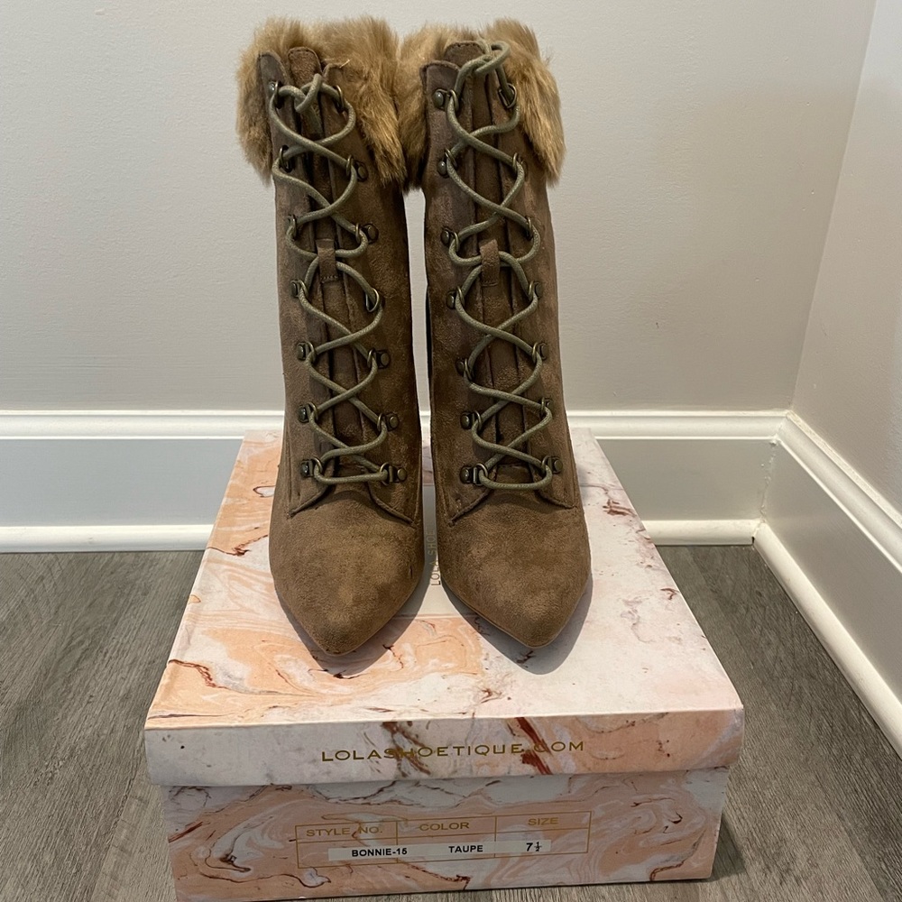 Faux Fur Taupe Boots